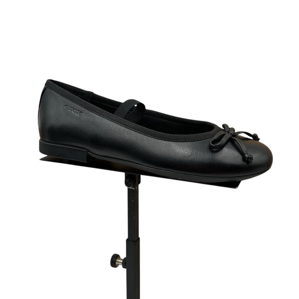 Geox Youth Girls Leather Plie Ballet Flats Size 1 Solid Black Lightweight